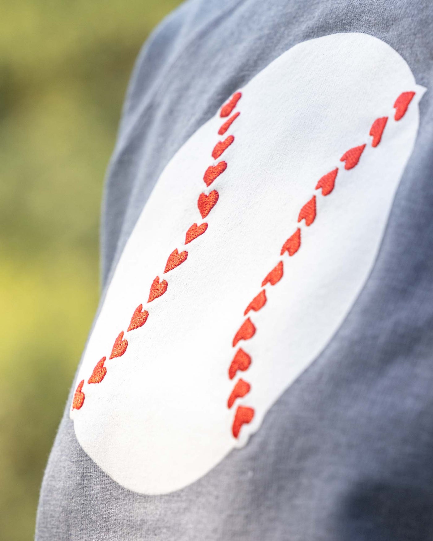 Stitched Heart Seams Baseball Crew Neck - Women's