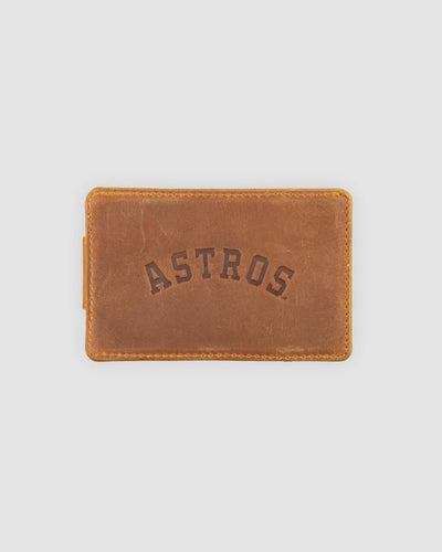 Cartera con clip para billetes de cuero con guante de hombre con bandera - Astros de Houston 