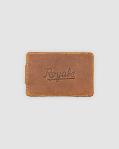 Cartera con clip para billetes de piel con guante de hombre con bandera - Kansas City Royals 