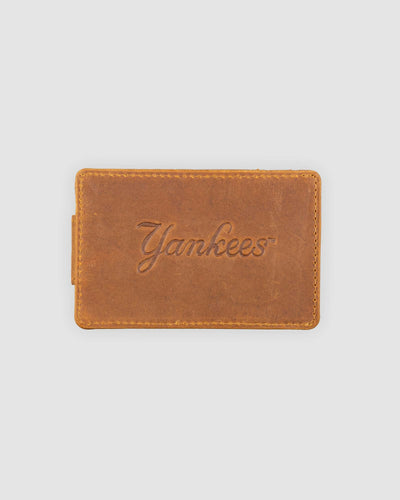 Cartera con clip para billetes de piel con guante de hombre con bandera - Yankees de Nueva York 